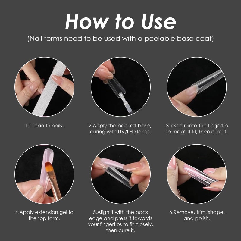 FREEORR 240Pcs Sandwich Nail Forms, 15 Sizes Nail Extensions Dual Forms for Large Wider Normal Petite Beds, Almonds Reusable Plastic Mold Plastic for Salon Manicure Art - Image 3